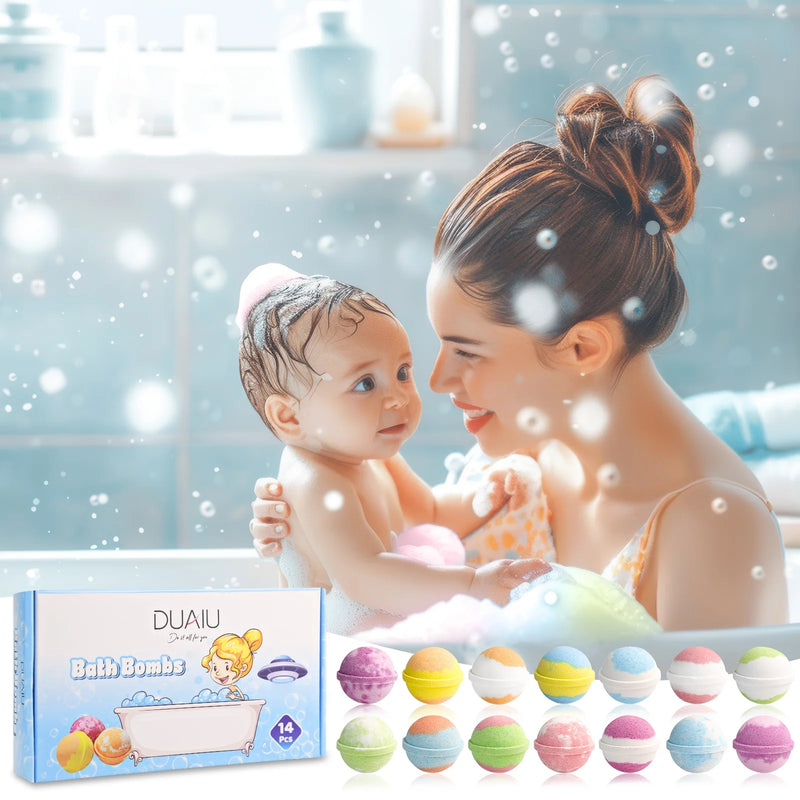 DUAIU Bath Bombs for Women Gift Set 14 Pcs Fizzy Bubble Bath Balls with Essential Oil Natural Organic Perfect for Bubble Spa Bath Birthday Mothers Day Gifts Idea for Her Wife Monther and Girlfriend