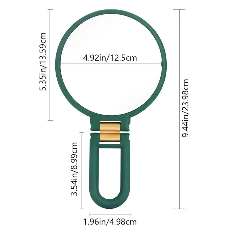 DUAIU Handheld Magnifying Mirror, Double Sided Travel Magnifying Mirror with 20X/1X Magnification, 360°Adjustable Handle, Portable Multi-Purpose Makeup Mirror (Army Green)
