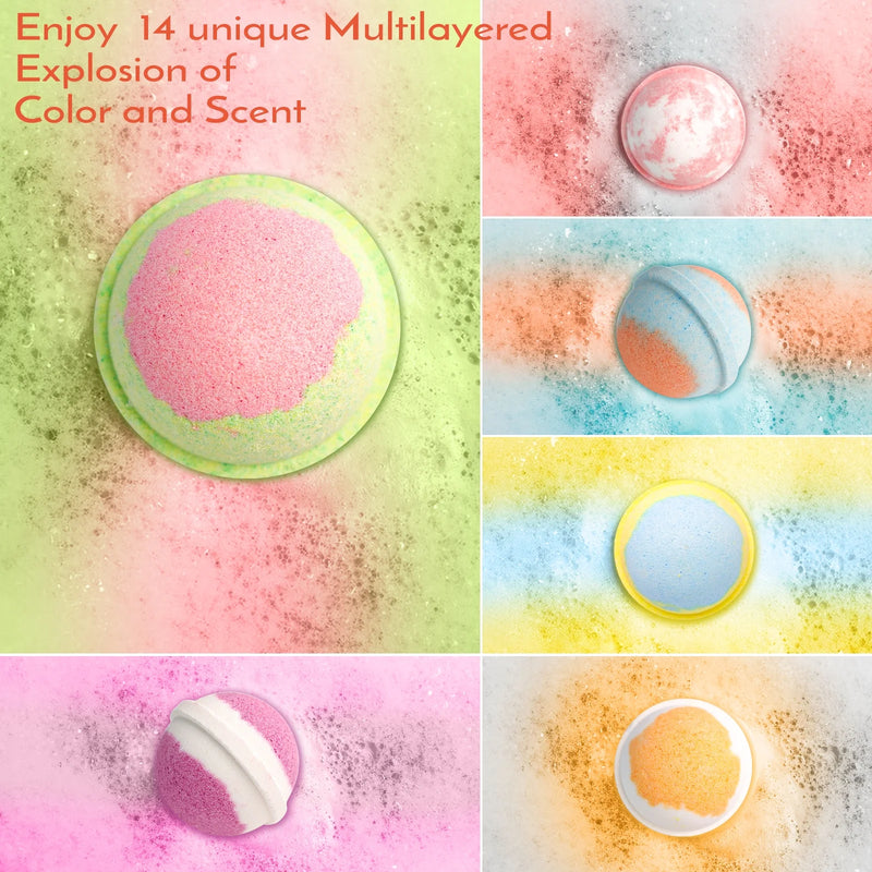 DUAIU Bath Bombs for Women Gift Set 14 Pcs Fizzy Bubble Bath Balls with Essential Oil Natural Organic Perfect for Bubble Spa Bath Birthday Mothers Day Gifts Idea for Her Wife Monther and Girlfriend