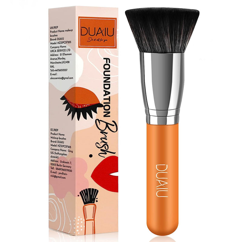 DUAIU Foundation Brush Flat Top Kabuki Foundation Brush for Liquid Makeup,Premium Synthetic Makeup Brushes for Cream,Powder,Blending,Buffing and Stippling,Professional Face Brush