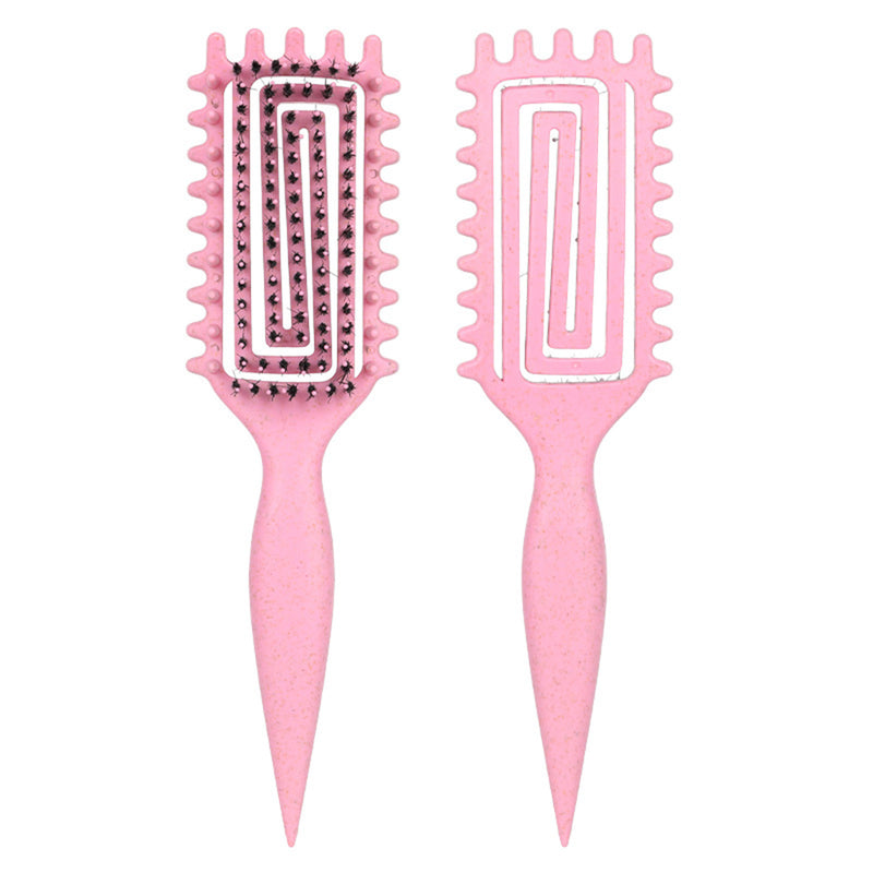 DUAIU Curl Defining Brush,Curly Hair Brush,Vented Hair Brush for Detangling, Shaping and Defining Curls For Women and Men Less Pulling (Pink)