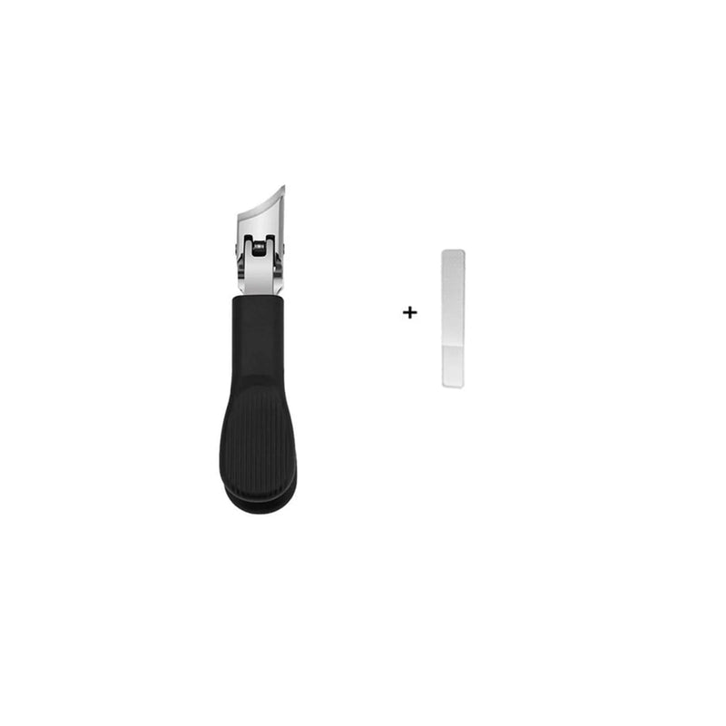 DUAIU Heavy Duty Diagonal Nail Clippers - Wide Jaw Toenail Cutter for Thick Nails, Sharp Curved Design with Glass Nail File, Durable Nail Clipper for Men & Women (Black)