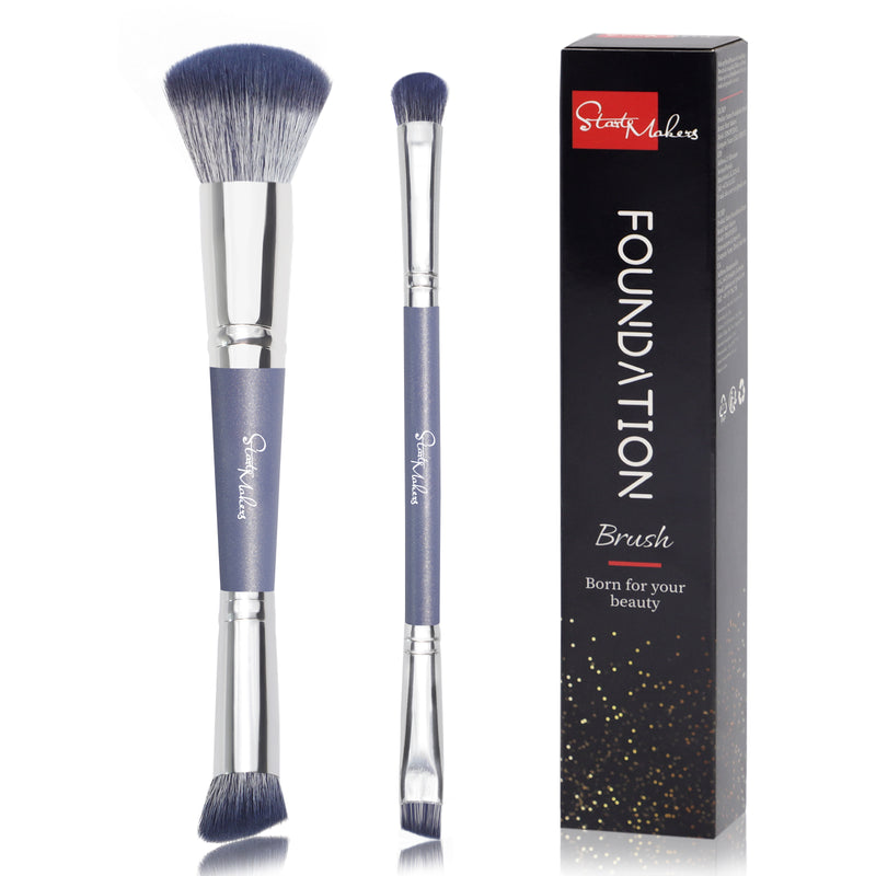 DUAIU Foundation Brush 2 pcs Dual-ended 2-in-1 Kabuki Makeup Brushes Blush Brush Eye Shadow Brush Loose Powder Brush Premium Face Makeup Brushes Beauty Tools