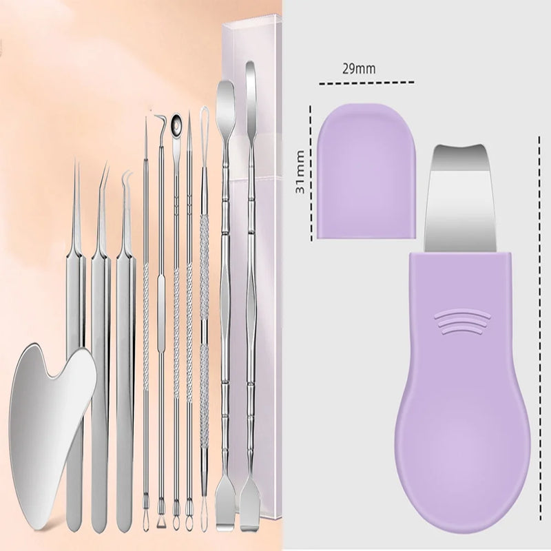 DUAIU Blackhead Remover Tool, Pimple Popper Tool Kit,11 Pcs Blackhead Remover Comedone Extractor Kit for Pimples, Blackheads, Zit Removing, Professional Blackhead Tweezers and Silicone Face Scraper