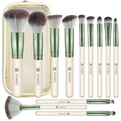 DUAIU 12-Piece Professional Makeup Brush Set - Premium Synthetic Foundation, Blush, Eyeshadow, Concealer & Lip Brushes Kit with Travel Pouch for Face & Eye Makeup Application