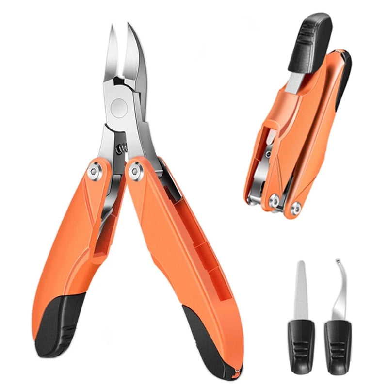 DUAIU Toenail Clippers for Thick Nails, Folding Design Toenail Clippers, 3 in 1 Toenail Clippers, Easy to Carry and Store,Collapsible and Tough Toenail Clippers for Men and Women (Orange)