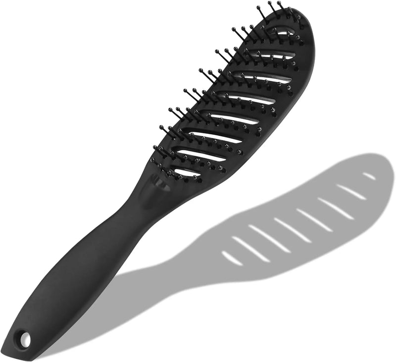 DUAIU Men’s Hair Brush - Curved Vented Design for Blow Drying & Styling, Professional Detangler for Short/Thick Hair (Black) - Works for Women Too