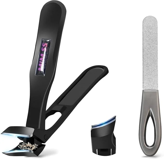 DUAIU  Long Handle Toenail Clippers Set for Adults, Angled Head Design for Easy Trimming Ultra-Sharp,Heavy-Duty Nail Cutters for Thick Toenails Impeccable Stocking Stuffers for Men Women