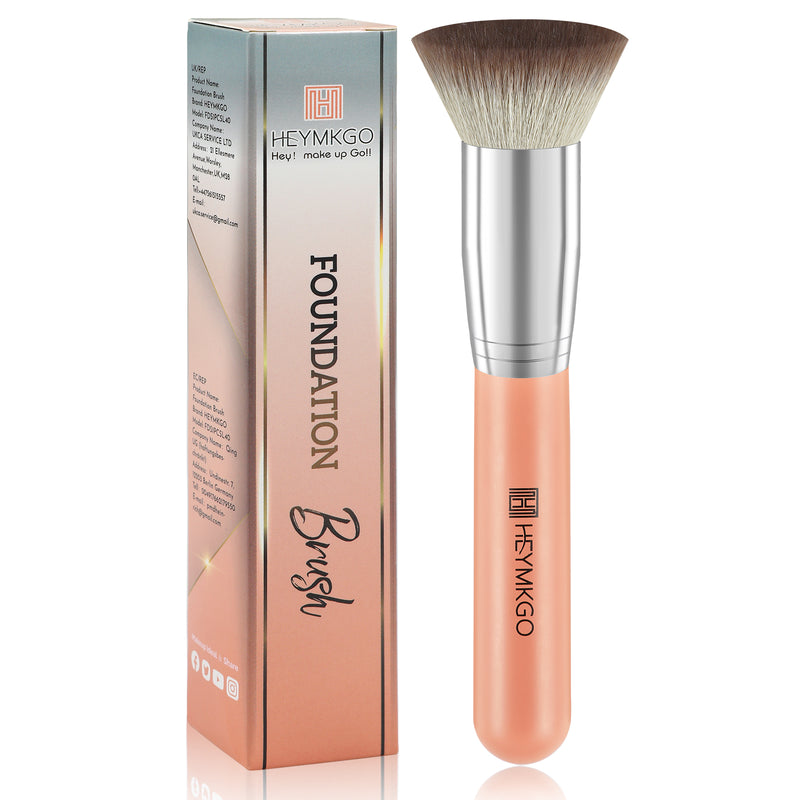 Foundation Brush HEYMKGO Flat Top Makeup Brush Kabuki Brush Contour Foundation Brush for Liquid, Powder, Cream, and Concealer Buffing Blending Brush, Face Brush