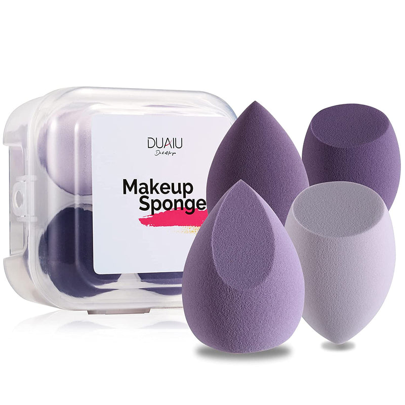 DUAIU 4 Pcs Makeup Sponge Set Latex Free Makeup Blenders, for Liquid, Cream, and Powder, Multicolored Makeup Sponges with Storage Box