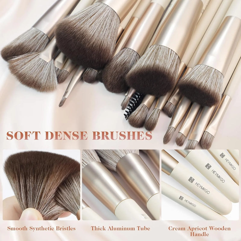 HEYMKGO Makeup Brushes with Bag 22Pcs Makeup Brush Set Kabuki Foundation Blending Brush Face Powder Blush Concealer Eyeshadows with Case