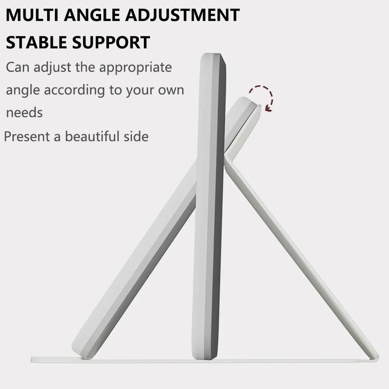 Makeup Mirror DUAIU Foldable LED Makeup Mirror with Light Supplementary Mirror Portable Desktop Bedroom Makeup Rechargeable Mirror Vanity Mirror(White)