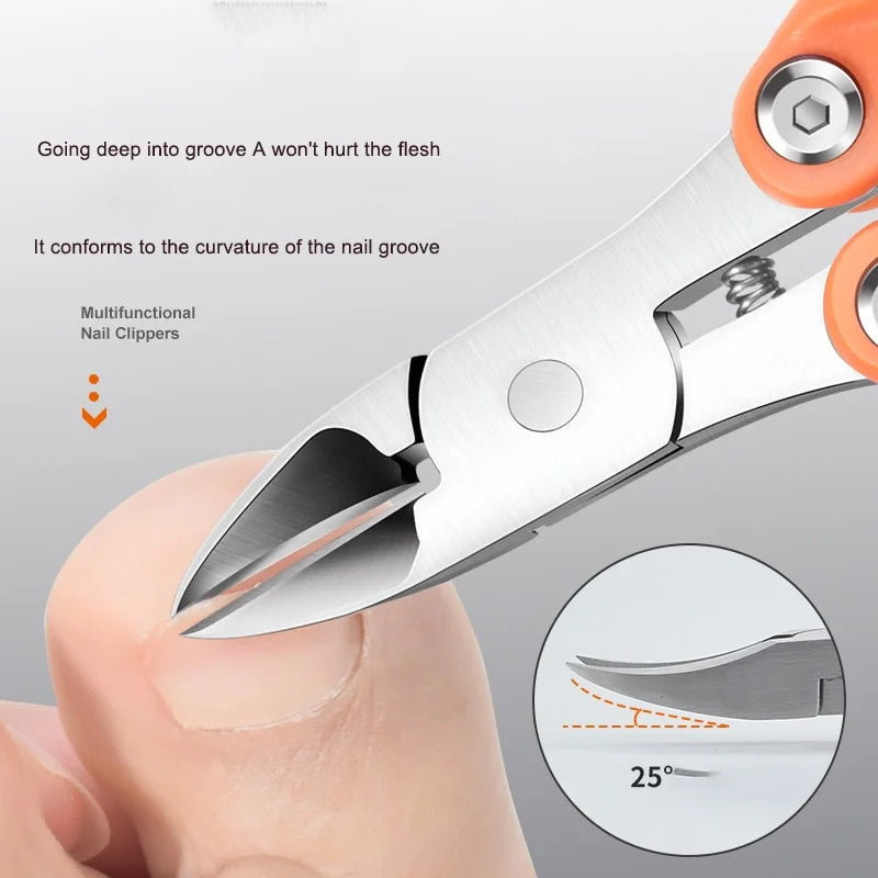 DUAIU Toenail Clippers for Thick Nails, Folding Design Toenail Clippers, 3 in 1 Toenail Clippers, Easy to Carry and Store,Collapsible and Tough Toenail Clippers for Men and Women (Orange)