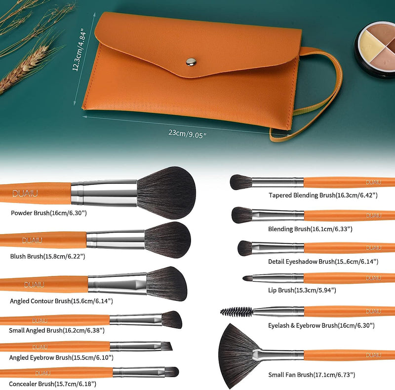 DUAIU Makeup Brushes 12Pcs Professional Makeup Brush Set Premium Synthetic Foundation Blending Face Powder Blush Concealers Eye Shadows Make Up Brushes Kit with Bag