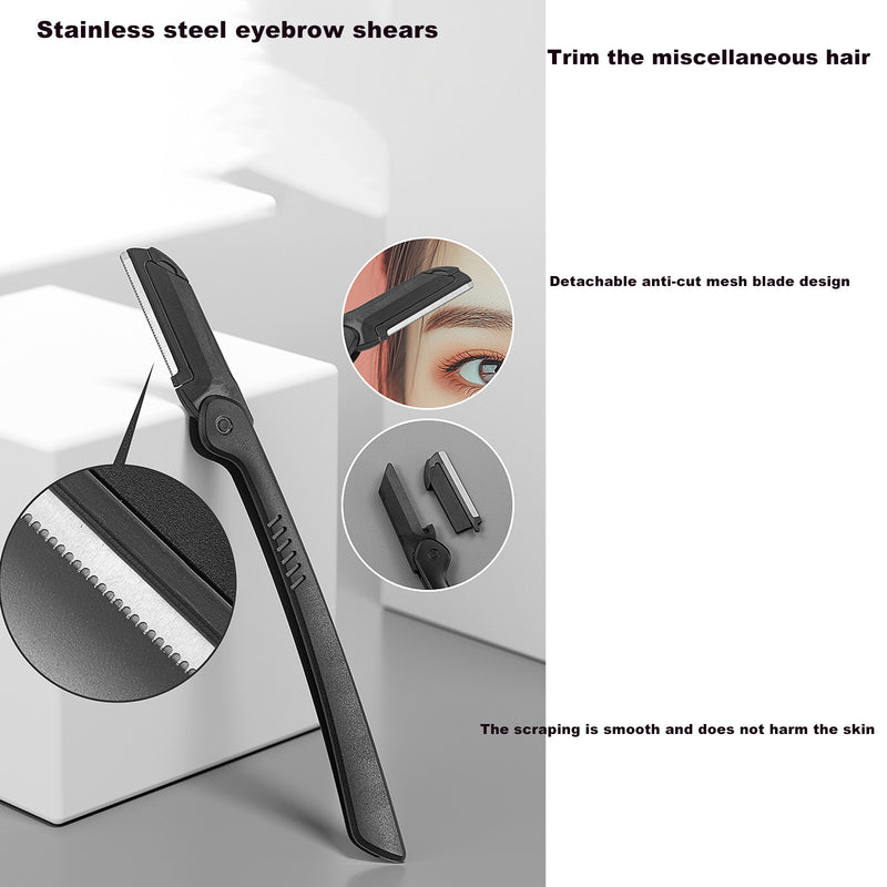 DUAIU 7 PCS Professional Tweezers Set - Stainless Steel Precision Tweezer Kit for Eyebrows, Facial Hair, Ingrown Hair & Splinter Removal with Travel Case (Black)