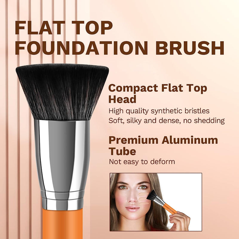 DUAIU Foundation Brush Flat Top Kabuki Foundation Brush for Liquid Makeup,Premium Synthetic Makeup Brushes for Cream,Powder,Blending,Buffing and Stippling,Professional Face Brush