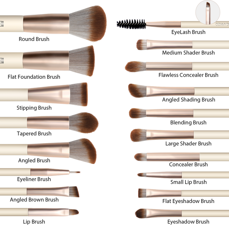 DUAIU Makeup Brushes Set, 18pcs Professional Makeup Brushes with 2 Powder Puff & Travel Bag, Premium Synthetic Foundation Powder Blush Blending Face Brush Kit, Eyeshadow Set Makeup Brushes & Tools