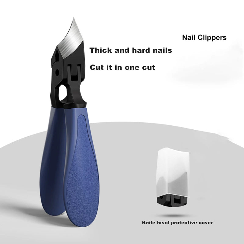 DUAIU Professional Toenail Clippers - Ingrown & Thick Nail Clippers for Men/Seniors | Podiatrist-Recommended Stainless Steel Pedicure Tool | Super Sharp Nail Cutter (Blue)