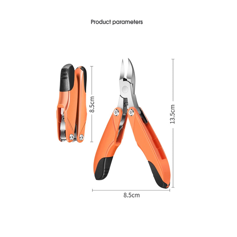 DUAIU Toenail Clippers for Thick Nails, Folding Design Toenail Clippers, 3 in 1 Toenail Clippers, Easy to Carry and Store,Collapsible and Tough Toenail Clippers for Men and Women (Orange)