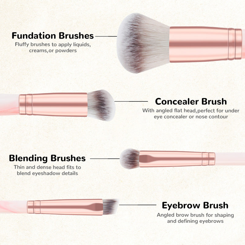 DUAIU 2-Piece Double Headed Makeup Brush Set - Kabuki & Blush Brush Foundation, Eyeshadow & Powder Brush Premium Synthetic Face Makeup Brushes (Pink)