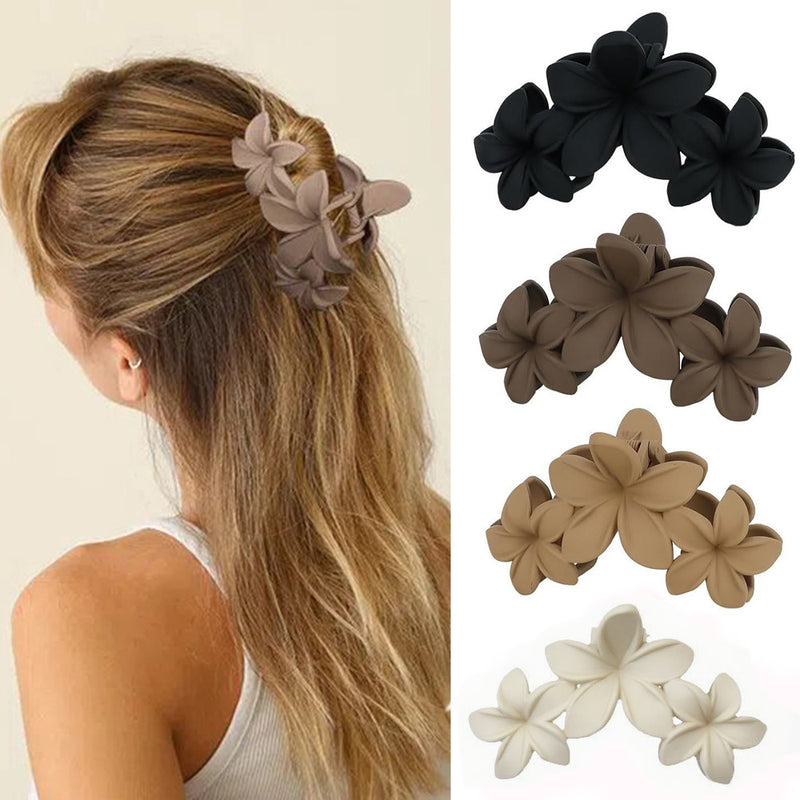 DUAIU 4-Piece Flower Hair Clips - Large Matte Claw Clips for Women & Girls | Non-Slip Strong Hold for Thick/Thin Hair | Beach & All Season Hair Accessories