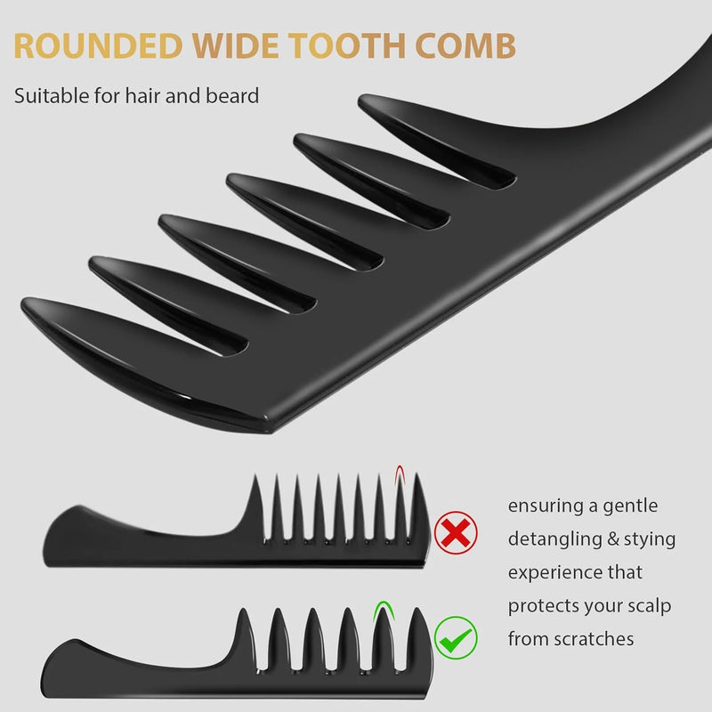 DUAIU 3Pcs Hair Styling Comb Set for Men, with Barber Accessories 3 in 1 Fish Tail Bone Shape Comb, Wide Tooth Comb, Texture Comb for Slicked-back, Quiff, Pompadour, Fauxhawk, Undercut