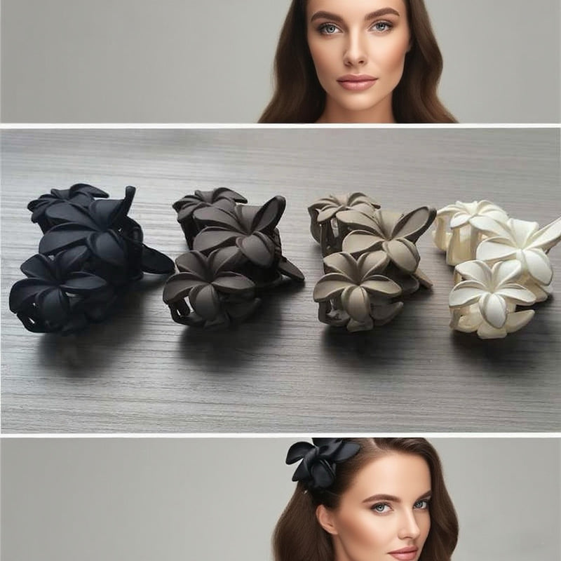 DUAIU 4-Piece Flower Hair Clips - Large Matte Claw Clips for Women & Girls | Non-Slip Strong Hold for Thick/Thin Hair | Beach & All Season Hair Accessories