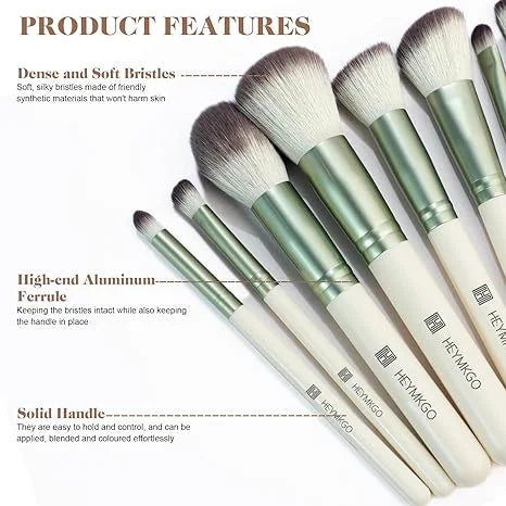 DUAIU 12-Piece Professional Makeup Brush Set - Premium Synthetic Foundation, Blush, Eyeshadow, Concealer & Lip Brushes Kit with Travel Pouch for Face & Eye Makeup Application