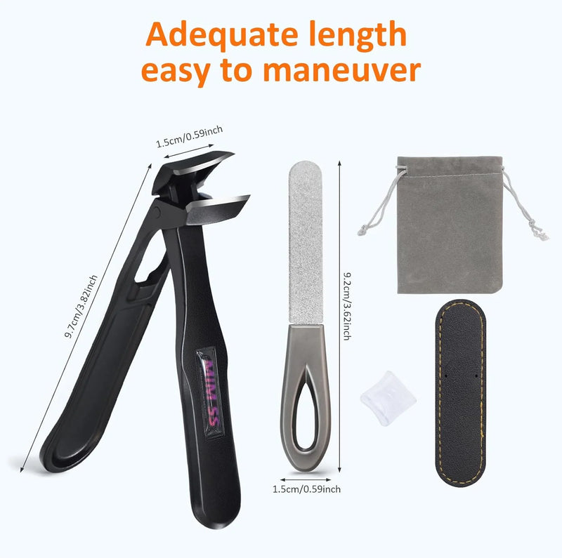 DUAIU  Long Handle Toenail Clippers Set for Adults, Angled Head Design for Easy Trimming Ultra-Sharp,Heavy-Duty Nail Cutters for Thick Toenails Impeccable Stocking Stuffers for Men Women