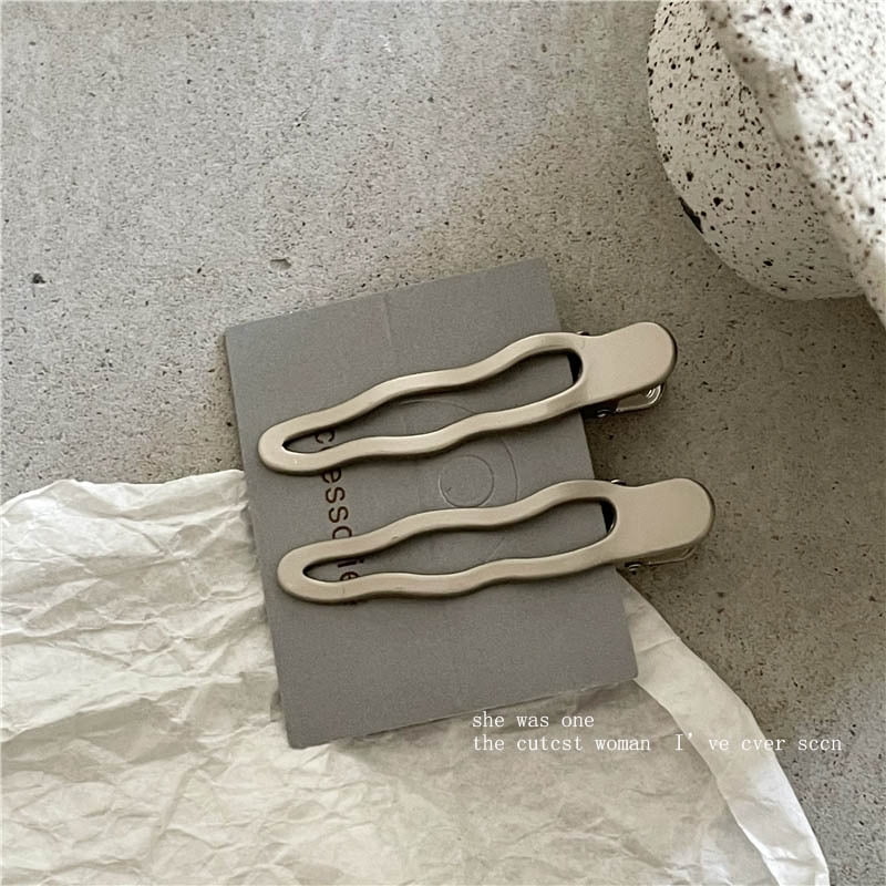 DUAIU 6-Piece Metal Hair Clips Set - 3 Styles Silver Wave Hair Clips for Women Girls Includes Flat Perforated Pointed Rectangular Clips Strong Hold Hair Accessories (Silver)