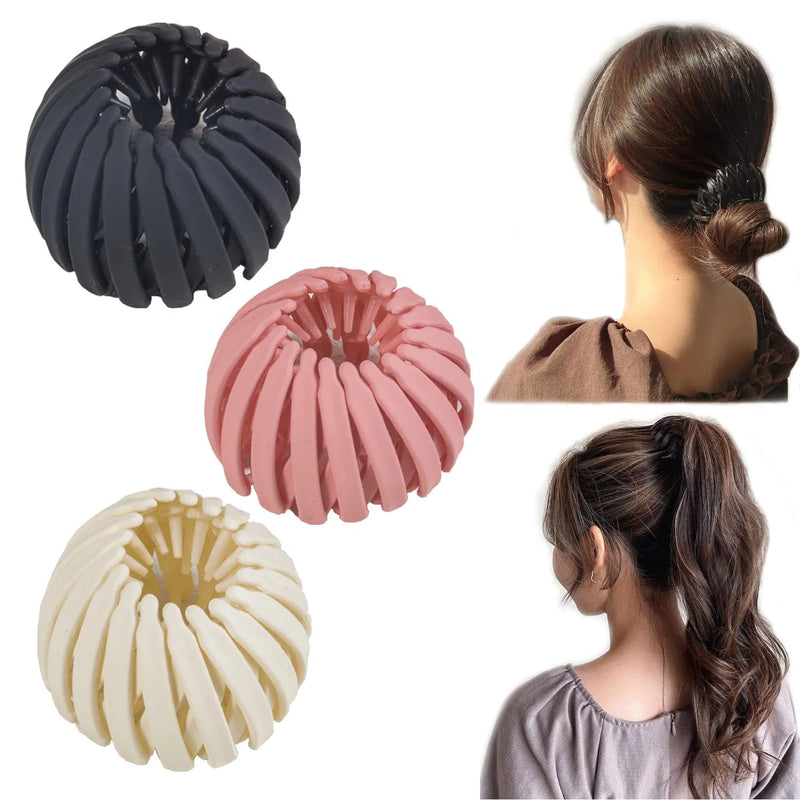 7Pcs Bird Nest Magic Hair Clip, DUAIU Lazy Bird's Nest Plate Hairpin, Expandable Ponytail Holder, Frosted Hair Clips, Hairpin Donut Hair Bun Maker for Women Girls Long Natural Hair Accessories