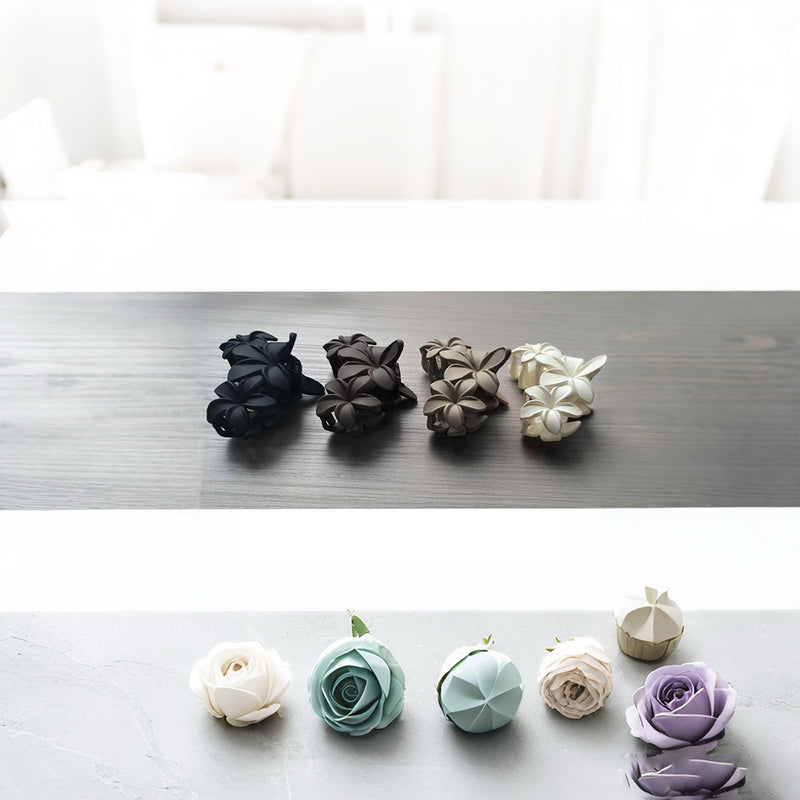 DUAIU 4-Piece Flower Hair Clips - Large Matte Claw Clips for Women & Girls | Non-Slip Strong Hold for Thick/Thin Hair | Beach & All Season Hair Accessories