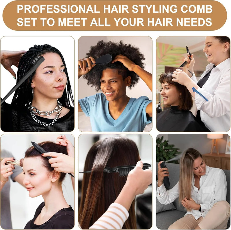 DUAIU 5PCS Slick Back Hair Brush Set,Boar Bristle & Edge Styling Brushes with 300ml Spray Bottle, for Men Women