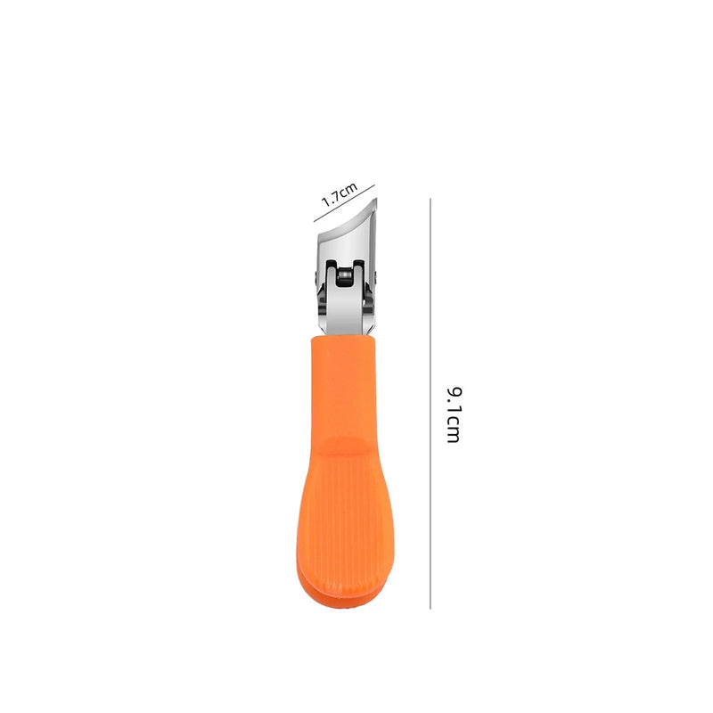 DUAIU Heavy Duty Diagonal Nail Clippers - Wide Jaw Toenail Cutter for Thick Nails, Sharp Curved Design with Glass Nail File, Durable Nail Clipper for Men & Women (Orange)