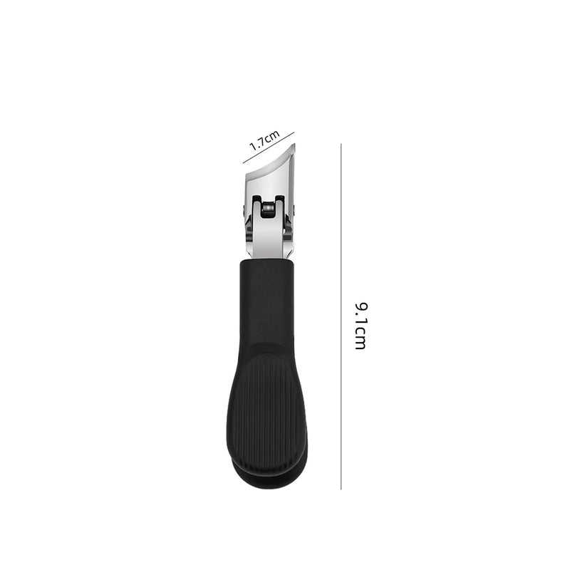 DUAIU Heavy Duty Diagonal Nail Clippers - Wide Jaw Toenail Cutter for Thick Nails, Sharp Curved Design with Glass Nail File, Durable Nail Clipper for Men & Women (Black)