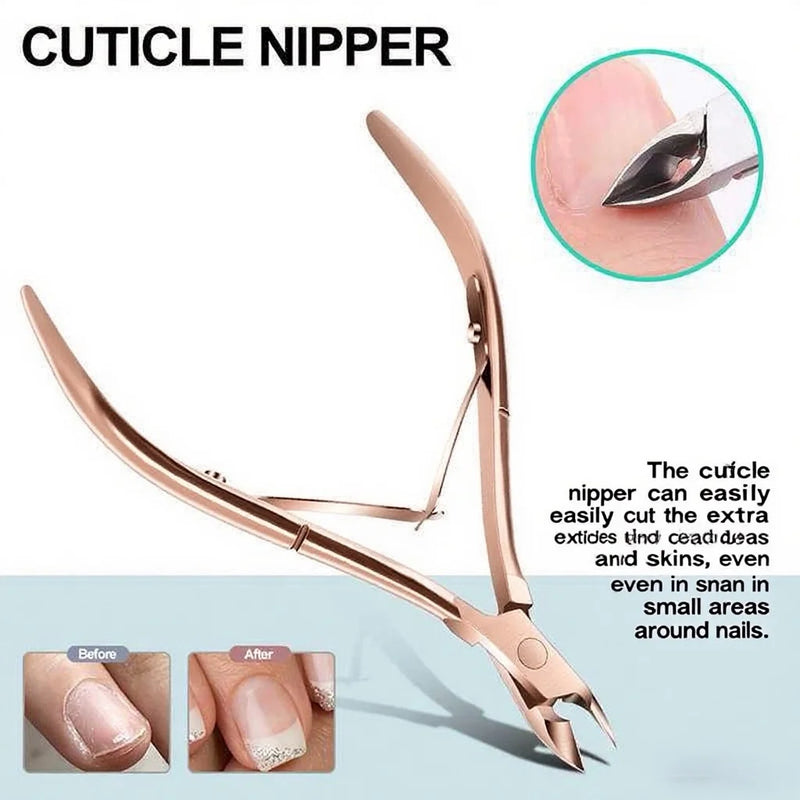 DUAIU 4-Piece Rose Gold Manicure Set - Cuticle Pliers, Nail File, Pusher & Remover, Premium Salon & Home Grooming Gift for Women