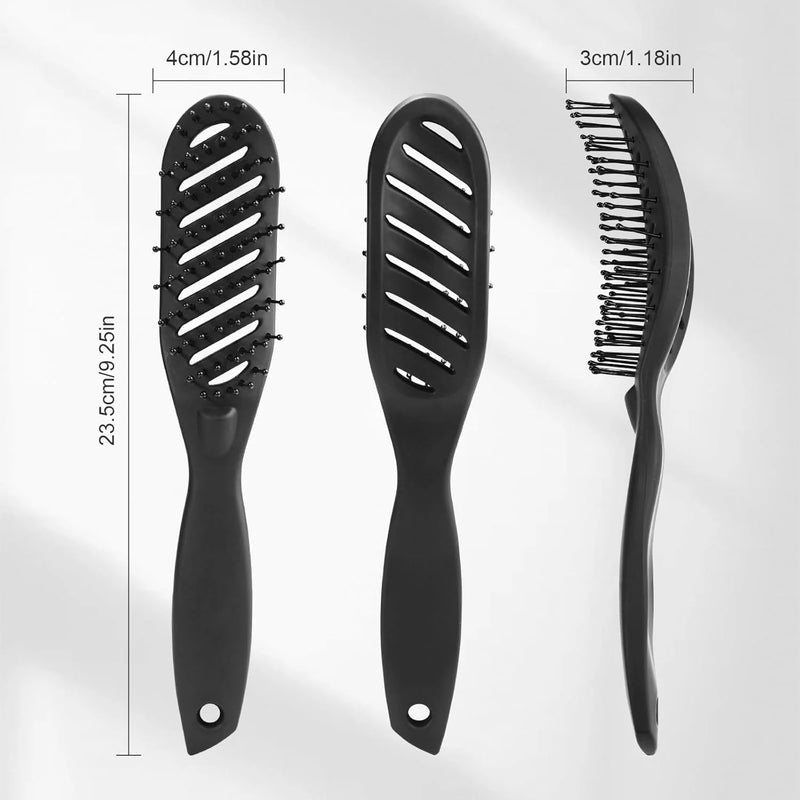 DUAIU Men’s Hair Brush - Curved Vented Design for Blow Drying & Styling, Professional Detangler for Short/Thick Hair (Black) - Works for Women Too