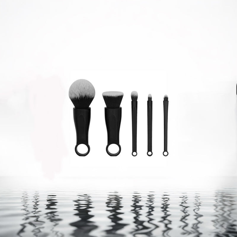 DUAIU 5-Piece Travel Makeup Brush Set - Soft Bristle Foundation, Powder & Blending Brushes | Portable Cosmetic Tools for Everyday Use (Black)