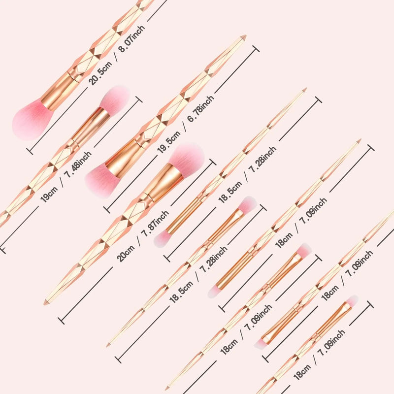 10-Piece Professional Makeup Brush Set - Premium Synthetic Gold Brushes for Foundation, Powder, Blush, Concealer, Eyeshadow & Eyebrow - Complete Face & Eye Kit