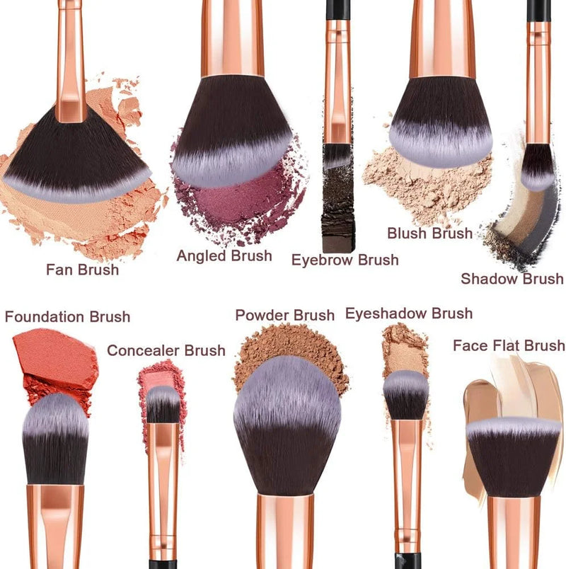 DUAIU Makeup Brushes 10Pcs Premium Synthetic Kabuki Foundation Concealers Powder Blush Blending Face Eye Shadows Black Brush Sets