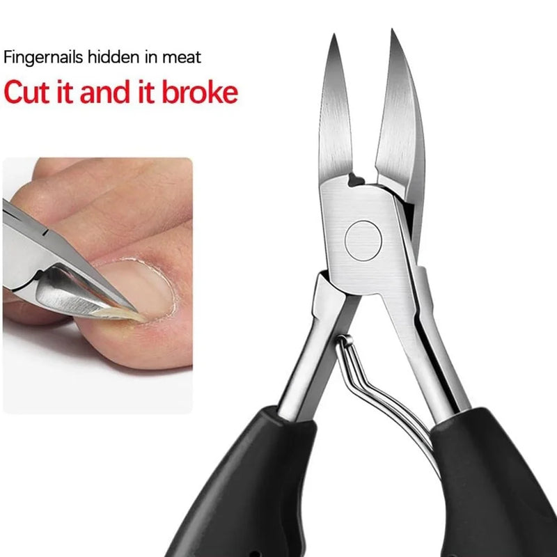 DUAIU Toenail Clippers 4-Piece Kit - Stainless Steel Ingrown Nail Clippers for Thick Toenails, Sharp Curved Blade Pedicure Tool with Dead Skin & Dirt Remover - Professional Nail Care Set