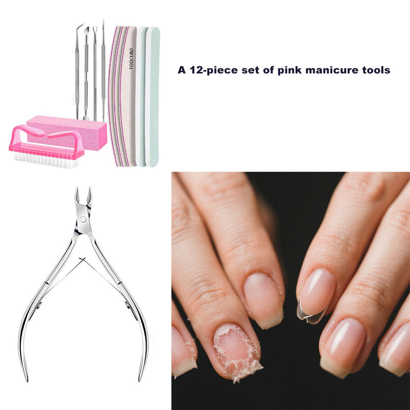 DUAIU Nail Clipper Set,Nail Files 100/180, Nail Buffer Block, Cuticle Nippers, Cuticle Trimmer, Cuticle Pusher, Nail Tools, Nail Kit, Pedicure & Manicure Tools, Manicure Kit for Women