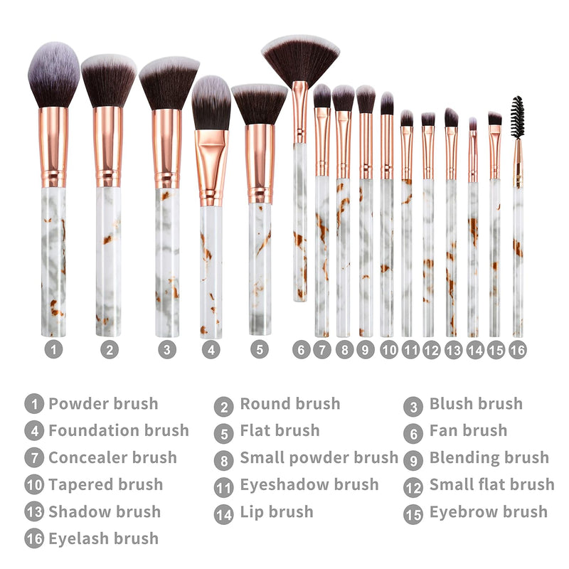 Makeup Brushes DUAIU 16Pcs Makeup Brush Set Professional Foundation Brush Blending Eyeshadow Concealer Brush Set with 4pcs Makeup Sponge