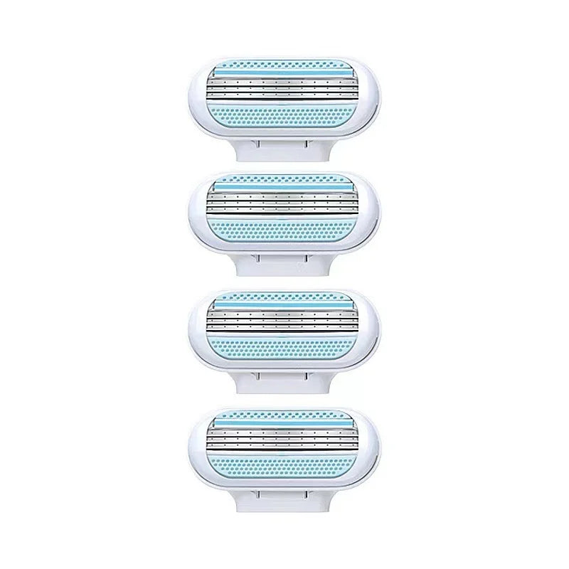 DUAIU Women's Razor Kit - 8 Blade Refills + Non-Slip Holder, Underarm & Leg Hair Removal | Sensitive Skin Shaving with Smooth Results | Lady Shaver Trimmer (Blue)