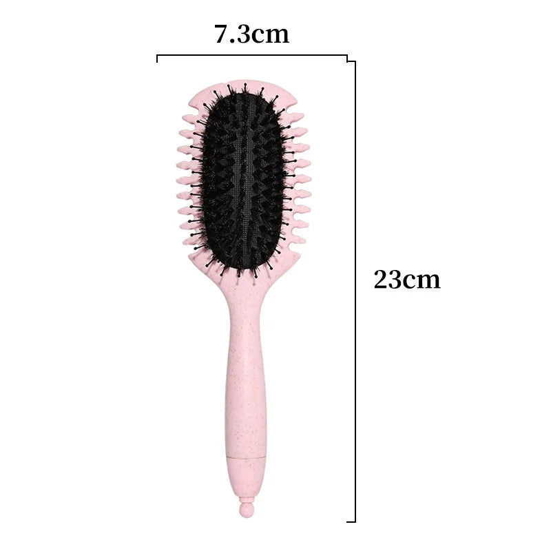 DUAIU Curls Define Styling Brush Boar Bristle Tangled Hair Comb Detangling Hair Brush Women Wet Curly Hair Combs Barber Styling Tools,Green