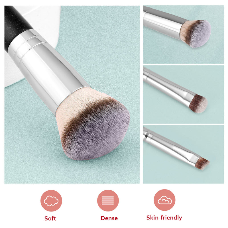 DUAIU Foundation Brush 2 pcs Dual-ended 2-in-1 Kabuki Makeup Brushes Blush Brush Eye Shadow Brush Loose Powder Brush Premium Face Makeup Brushes Beauty Tools