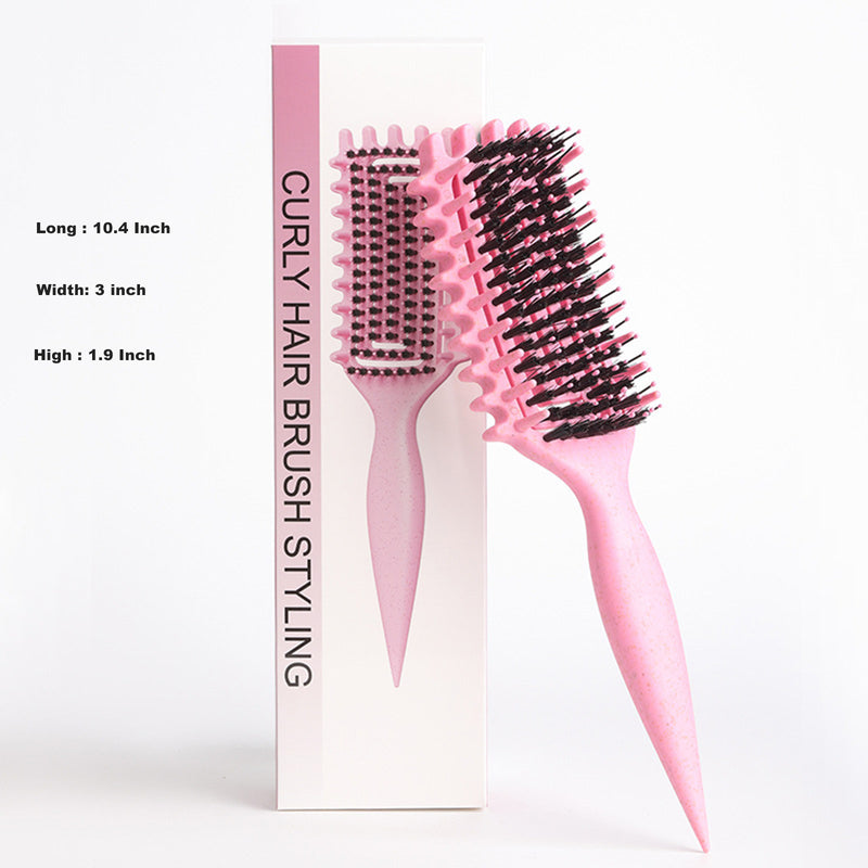 DUAIU Curl Defining Brush,Curly Hair Brush,Vented Hair Brush for Detangling, Shaping and Defining Curls For Women and Men Less Pulling (Pink)