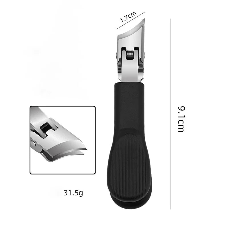 DUAIU Heavy Duty Diagonal Nail Clippers - Wide Jaw Toenail Cutter for Thick Nails, Sharp Curved Design with Glass Nail File, Durable Nail Clipper for Men & Women (Black)