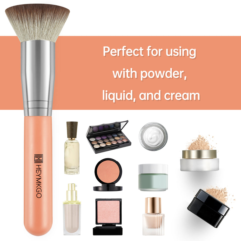 Foundation Brush HEYMKGO Flat Top Makeup Brush Kabuki Brush Contour Foundation Brush for Liquid, Powder, Cream, and Concealer Buffing Blending Brush, Face Brush