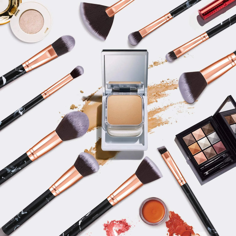DUAIU Makeup Brushes 10Pcs Premium Synthetic Kabuki Foundation Concealers Powder Blush Blending Face Eye Shadows Black Brush Sets